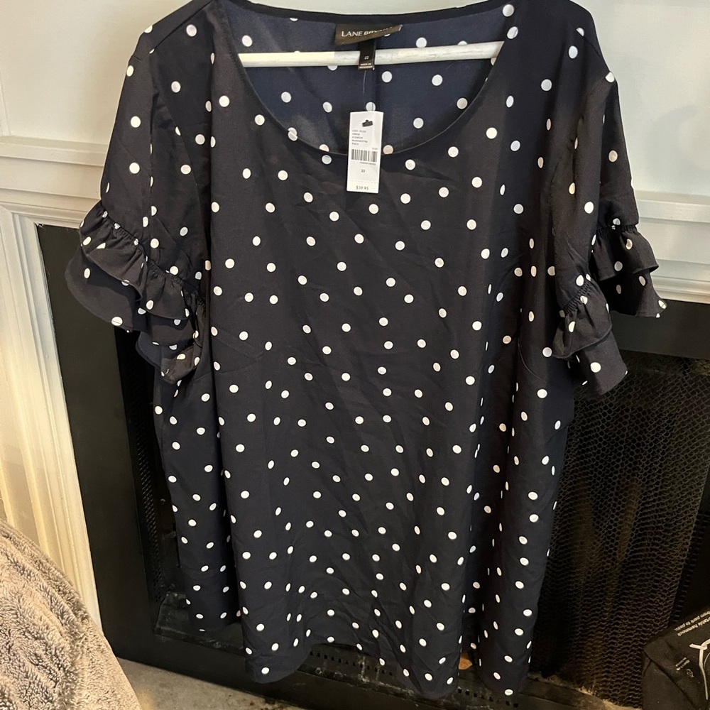 NWT Lane Bryant short sleeve blouse navy